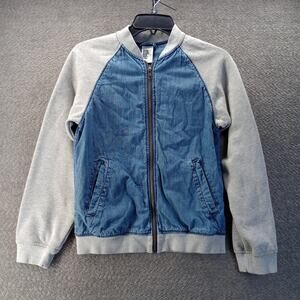 H&M Denim Youth Bomber Full Zip Jacket Blue Gray
